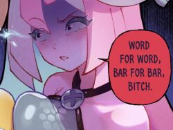 2025 2girls annoyed arguing big_breasts blonde_hair blue_eyes blue_hair blush breast_press breasts busty canari_(pokemon) canary_(pokemon) character_name cleavage clothed clothed_female clothing comic comic_dub cowboy_shot curvaceous curvy dialogue duo edit edited english_text eye_contact female female_only fully_clothed hair hair_ornament halterneck hi_res huge_breasts human human_only insult iono_(pokemon) large_breasts light-skinned_female light_skin long_hair looking_at_viewer mask mask_down medium_hair mouth_mask multicolored_eyes multicolored_hair multiple_females multiple_girls nanjamo_(pokemon) open_mouth pale-skinned_female pale_skin pink_hair pokemon pokemon_legends:_z-a pokemon_sv pose posing rinkegato sharp_teeth side_view signature sleeves_past_fingers smile smiling smiling_at_viewer sound sound_effects sparks speech_bubble standing symmetrical_docking tagme tan-skinned_female tan_skin teasing teeth text thiccwithaq tongue two-tone_hair video voice_acted voiceover