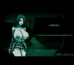 2d animated background big_breasts black_hair breasts discoepiscop feline female horror inverted_nipples nipples no,_i'm_not_a_human no,_i'm_not_a_human_(meme) pixel_animation pixel_art smile sound_effects sweater tagme undressing veiny_breasts video