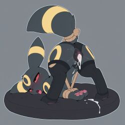 after_sex ai_generated animal_genitalia animal_pussy ass_up black_body black_fur blush bodily_fluids bondage bound canine_genitalia canine_pussy clitoris clothing clothing_aside cum cum_in_pussy cum_inside cute_fangs eeveelution female feral fucked_silly fur fur_markings generation_2_pokemon genital_fluids genitals hands_tied leaking_cum legwear markings nintendo outline panties panties_aside pawpads paws pokemon pokemon_(species) pussy raised_tail red_eyes restraints ring_(marking) rope rope_bondage simple_background solo stockings tears tongue tongue_out umbreon underwear underwear_aside white_outline