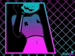 ambiguous_gender animated anthro covered_nipples cropped feminine fishnets furry gay latex_gloves male_focus male_only reggie_(whygena) riding solo_male toony whygena
