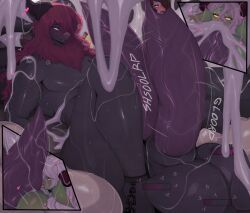absurd_res anthro bodily_fluids bound chained chains cock_vore creamy_cum cum dragon excessive_cum excessive_genital_fluids fellatio female foxnic0le foxnick12 gameplay_mechanics genital_fluids genitals goblin group gui health_bar hi_res hyper kaida_(kaidathedergon) male male/female mammal mythological_creature mythological_scalie mythology nicole_(kaidaswife) oral penile penis risa_(kaida's_shortstack) rodent scalie sciurid sex squirrel tree_squirrel trio vore