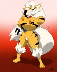 arcanine blush breasts furry hugging pokemon pokemon_(species) slypon