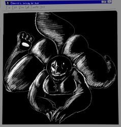 black_and_white canine chainmail_chasers chest_tuft creepy dragon_(chainmail_chasers) huge_ass hyper hyper_ass ivy_arts laying_on_ground paw scary smile.dog smile_dog tail windows windows_95