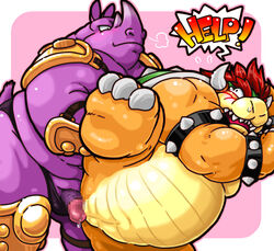 ! altered_beast armor beige_skin bent_over black_eyes blush bowser censored chubby claws crossover cum cum_on_penis dialog dragon english_text gay gold hair happy horn imminent_sex koopa lizard looking_back looking_down looking_up male male_only mario_(series) navel neff_(altered_beast) nintendo no_humans open_mouth pecs penis pink_background pink_penis pink_skin pixel plain_background precum purple_body purple_skin raised_arm raised_leg red_hair reptile rhinoceros scalie scared shadow sharp_teeth shell shiny short_hair skin smile snot spikes spread_legs spreading squint strap teeth text turtle white_background wristband zapapanda