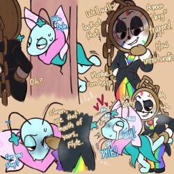 blushcrunch_studio dandy's_world dandys_world dick_on_face dyle_(dandy's_world) dyle_timesly flyte_(dandy's_world) from_behind from_behind_position kahl_(artist) male male_only penis rape stuck_in_wall teasing