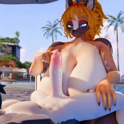 1boy 1girls 3d 3d_animation aak_(arknights) aak_(valorlynz) animated anthro anthro_on_anthro arbiter1209 arknights belluavt breasts exhibitionism female femboy_on_female femboysub femdom furry furry_female furry_only gigantic_breasts glansjob high_resolution highres large_penis larger_female longer_than_10_seconds male male_moaning nipples outdoors penis pierced_nipples playful pool poolside reiishorny shorter_than_30_seconds size_difference smaller_male sound straight tagme tits_out video viktoria_(doggod.va)