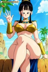 1girls ai_generated ass ass_focus black_hair blush breasts cameltoe chichi curvy curvy_figure dragon dragon_ball dragon_ball_super dragon_ball_z grin huge_ass huge_breasts light-skinned_female light_skin long_hair mature_female milf mother outdoors smile sweat thong zadbhell