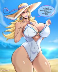 1girls big_breasts blonde_hair clothed clothing emma_frost emma_frost_(marvel_rivals) female female_only light-skinned_female light_skin long_hair marvel marvel_comics marvel_rivals ryuujinart solo swimsuit x-men