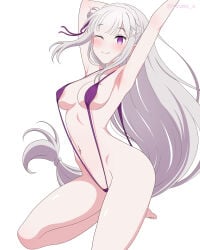 elf emilia_(re:zero) female_elf light-skinned_female re:zero_kara_hajimeru_isekai_seikatsu silver_hair