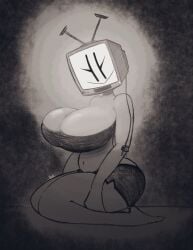 1girls 2026 ass breasts female female_only oc on_knees original_character tabitha_(ultraneeks) thighs tv tv_head ultraneeks