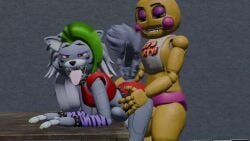 2futas 3d animated animatronic bent_over bent_over_table big_penis chicken cum cum_on_table cum_outside cum_while_penetrated cumshot doggy_style duo five_nights_at_freddy's five_nights_at_freddy's:_security_breach five_nights_at_freddy's_2 fnaf from_behind furry futa_on_futa futa_only futanari green_hair long_hair longer_than_30_seconds penetration penis red_clothing roxanne_wolf_(fnaf) sex smile sound table tagme tail tongue_out toy_chica_(fnaf) video wolf wolf_girl yellow_body