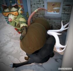 1boy 3d 3d_(artwork) anthro ass ass_focus ass_smothering barefoot big_ass blender clothed deer diorenders epic_games face_in_ass fortnite furry glasses head_between_ass huge_ass hyper_ass male male_only possum rodent skillet_(fortnite) video_game_character