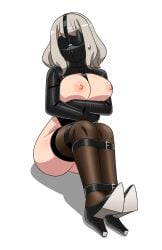 blindfold blindfolded bondage bondage_gear bondage_outfit breasts breasts_out exposed exposed_breasts exposed_nipples gag gagged gagged_female imbsengirl nipples original original_character restrained restrained_arms restraints straitjacket