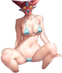 1girls big_breasts bikini color getter-1 getter_robo robot robot_girl skyblue solo spread_legs thick_thighs thirty_8ght