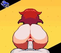 animated animated_gif anon anonymous_male ass_out auburn_hair back_view big_ass big_butt big_penis cowgirl_position cum fat_ass friday_night_funkin ghostsorceress gif girlfriend_(friday_night_funkin) huge_ass long_hair penis_in_pussy pussy riding riding_penis round_ass tagme vaginal_penetration yellow_background