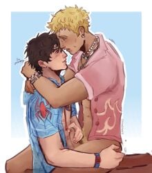 2boys anal_sex artist_request fantastic_four gay gay_sex human_torch human_torch_(marvel_rivals) johnny_storm male male_focus male_only marvel marvel_comics open_shirt peter_parker pubic_hair shirt_only spider-man spider-man_(marvel_rivals) spider-man_(series) tagme tagme_(artist)
