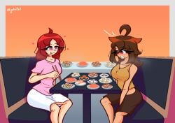 2girls ass ass_expansion ass_inflation balloon_belly balloon_breasts balloon_butt belly belly_expansion belly_inflation big_ass big_belly big_boobs big_breasts big_butt big_tummy boobs boobs_expansion boobs_inflation breast_expansion breast_inflation breasts butt butt_expansion butt_inflation eating eating_food expansion expansion_fetish huge_ass huge_belly huge_boobs huge_breasts huge_butt huge_tummy inflation inflation_fetish lychiiart multiple_images sequence stuffed stuffed_belly stuffing sushi tummy tummy_expansion tummy_inflation