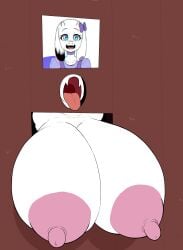1girls ahe_gao anthro areola areolae breasts breasts_through_wall female female_anthro female_focus female_only glands_of_montgomery glory_hole glory_wall goat goat_humanoid huge_breasts hyper_areolae hyper_breasts large_breasts long_tongue lovedtale monster monster_girl mouth nipples nude nude_female nudity open_mouth oral photo photo_(object) photo_on_wall picture picture_on_wall public_use stuck stuck_in_wall theluxusguy_(editor) themadguy_(editor) through_wall tongue tongue_out undertale undertale_(series) undertale_au white_body white_fur