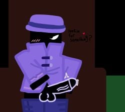 1boy 99_nights_in_the_forest balls big_penis blush character_request erection fedora forest male night pants pants_down penis penis_out precum roblox roblox_game solo solo_focus solo_male tagme tree wolfynofie_(artist)