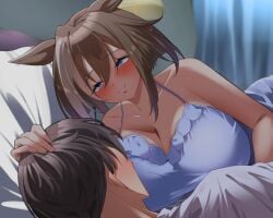 breasts brown_hair female hair smoke_klll umamusume