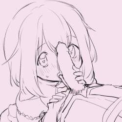 1boy 1girls blush female heart-shaped_pupils monochrome ootori_emu penis penis_on_face project_sekai
