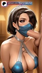 1boy 1girl 1girls 2026 ai_generated artist_name blowjob blowjob_face blue_swimsuit boobs breasts bust chest clothed_female_nude_male cock dick earrings electroworld fellatio hetero hi_res high_quality high_resolution highres jewelry kitana licking male_pubic_hair mask mortal_kombat mouth_mask mouth_veil oral oral_sex patreon patreon_username penis solo_focus stable_diffusion sucking surgical_mask tits uncensored veil watermark