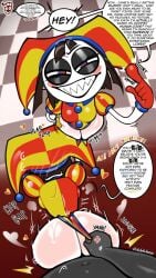 big_ass censored censored_speech censored_swearing clap_(sound_effect) clapping_cheeks clothed clothed_sex comic comic_page english english_dialogue english_text evil_pomni_(the_amazing_digital_circus) female female_focus fully_clothed glitch_productions gooseworx jester jester_girl jester_hat jester_outfit male_pov plap_(sound) plapping pov pov_male sharp_teeth sweat sweating sweaty sweaty_ass sweaty_body sweaty_butt tadc tdtbaa the_amazing_digital_circus tiddybaa_(artist) wiggle wiggle_lines wiggling_ass wiggling_butt wiggling_hips
