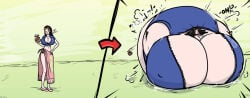 1girls big_breasts huge_belly huge_breasts inflation nico_robin sequence spherical_inflation