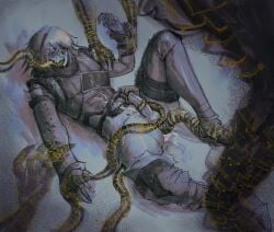 2d anal anal_insertion anal_penetration anal_sex artistic ass blush clothed clothed_sex clothing creampie cum cum_in_ass cum_inside cum_on_body defeated defeated_hero ejaculation gangbang gangrape half-closed_eyes hi_res highres looking_pleasured male male_only masturbation monochrome monster nier nier_(character) nier_(series) nier_replicant on_back one_leg_up oral oral_penetration orgasm restrained restraints ripped_clothing ripped_pants runes sex shade shades shadowy_figure solo_focus sounding sweat tears tentacle tentacle_in_ass tentacle_in_mouth tentacle_on_male tentacle_on_penis tentacle_rape tentacle_sex thick_ass thick_thighs white_hair