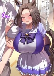 breasts brown_hair female hair smoke_klll umamusume