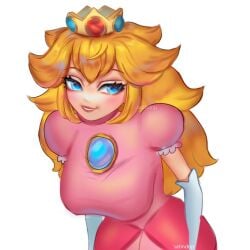 1girls crown mario_(series) nintendo princess_peach satindrip super_smash_bros.