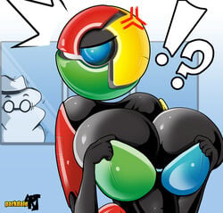 !? 1_eye 1girl 1girls 2013 anger_vein anthro anthrofied bare_shoulders big_breasts black_body black_skin breasts browser browsers chrome-tan exclamation_mark eyelashes female female_focus female_only google google_chrome half-closed_eye huge_breasts humanoid incognito_mode large_breasts looking_at_viewer os-tan overflowing_breasts parkdale question_mark site-tan socialmedia_humanized solo_focus tagme voluptuous watermark