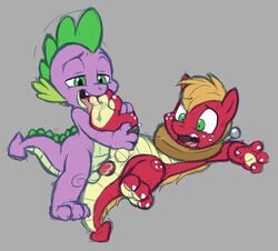 anal big_macintosh_(mlp) cobalthusky cum dragon foot_fetish foot_lick friendship_is_magic gay handjob hindpaw interspecies licking male male_only my_little_pony no_humans paws sex spike_(mlp) tongue