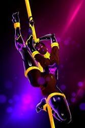 black_panther_(marvel) breasts breasts_out dark-skinned_female gold_jewelry guessuhhhh heart-shaped_pupils latex latex_armwear latex_clothing latex_gloves latex_legwear latex_stockings latex_suit latex_thighhighs legs_up marvel marvel_tokon:_fighting_souls nipple_piercing pole_dancing shuri_(marvel) spread_legs