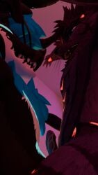 3d_(artwork) 9:16 anthro bdsm big_tail black_body black_fur blue_body blue_fur bodily_fluids bondage bound claws cum digital_media_(artwork) duo filefil fur genital_fluids genitals glowing glowing_genitalia glowing_horn glowing_markings hi_res horn lube_bottle luko_atmos lukoatmos male male/male markings penetration penile penile_penetration penis pink_body pink_fur rexouium tail white_body white_fur wickerbeast