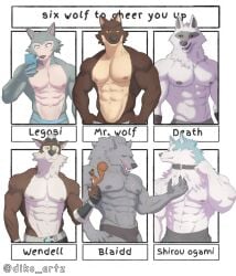 abs anthro beastars belly_scar black_bandana black_belt black_briefs black_cap black_claws black_collar black_eyebrows black_gloves black_lips black_nose black_sclera black_shorts black_underwear blaidd_(elden_ring) blue_briefs blue_eyes blue_fur blue_phone blue_underwear brand_new_animal brown_arm_wraps brown_armband brown_eyebrows brown_fur brown_pawpads bulge canid canine cheek_fur cheek_tuft chest_scar closed_mouth companion death_(puss_in_boots) drawing_challenge edit edited edited_art edited_image elden_ring facial_scar fangs fortnite grey_belt grey_claws grey_fur grey_nipples grey_shorts grey_underwear legoshi_(beastars) looking_aside looking_at_viewer male mane mr._wolf_(the_bad_guys) muscular muscular_anthro muscular_male navel neck_fur neck_tuft nipples open_mouth pecs pet phone phone_camera pink_nipples pink_tongue posing posing_for_the_viewer pubes purple_eyes puss_in_boots_(dreamworks) puss_in_boots_the_last_wish red_eyes scar selfie selfie_pose shirou_ogami smile squirrel standing tan_fur teeth the_bad_guys topless topless_anthro topless_male wendell_(fortnite) white_fur wolf yellow_eyes yellow_fur