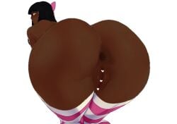 1girls anus anus_outline anus_peek bending_over big_ass black_hair blacked dark-skinned_female edit edited female_focus female_only heart_censor looking_back looking_back_at_viewer minakami naked_male no_background no_panties no_underwear panty_&_stocking_with_garterbelt pink_and_white_socks pink_hairband plump_ass pussy race_swap round_ass stocking_anarchy