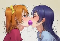 2girls ai_generated blue_hair blushing deepthroat dildo dildo_in_mouth double_dildo double_dildo_deepthroat face_focus face_fucking face_to_face facing_each_other female_only kousaka_honoka lesbian lesbians love_live! love_live!_school_idol_project maircy pyjamas red_hair saliva saliva_drip saliva_string saliva_trail sonoda_umi struggling tearing_up tears throat_bulge yuri