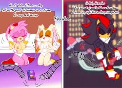 1boy 2girls amy_rose cream_the_rabbit demichan female hedgehog male panties rabbit sega shadow_the_hedgehog sonic_the_hedgehog_(series) underwear