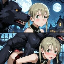 1femboy 2boys ai_generated anal ass ass_up balls canine canine_penis dickgirl doggy_style femboy feminine_male futa_sans_pussy futanari girly happy ian8766_(artist) intersex interspecies light-skinned_male maka_albarn male monster outside penis precum public rape raped_by_monster rule_63 self_upload soul_eater sweat teasing testicles trap werewolf wolf yaoi