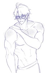 1boy big_biceps big_chest glasses honkai:_star_rail hot_nerd male male_only muscles nerd phainon_(honkai:_star_rail) solo solo_male