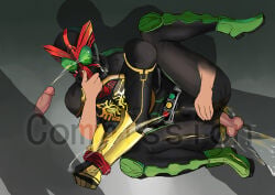 1boy anal anal_penetration anal_sex armor armored_male belt bodysuit bodysuit_bulge bondage bound bound_wrists commission disembodied_hand disembodied_hands disembodied_penis eiji_hino emblem erection erection_under_bodysuit gay gay_anal gay_domination gay_sex grasshopper green_armor green_eyes hand_on_chin handjob handjob_over_clothes handjob_through_clothing hawk helmet holding_chin holding_head kamen_rider kamen_rider_ooo kamen_rider_ooo_(series) legs_apart legs_spread lying lying_on_ground lying_on_side male male/male male_focus male_only mask masked masked_male omorashi on_ground on_side on_side_handjob pee_in_ass pee_on_face peeing peeing_self penis penis_in_ass pissing pissing_on_another red_armor restrained_arms sfdofd shadow tiger urinating_during_sex urination variant variant_set watermark watersports wrists_bound wrists_tied yaoi yellow_armor