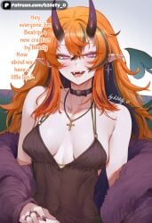 b34sty_0 patreon ai_generated watermark beatrip original_character original_characters hair eyes orange_hair black_hair multicolored_hair long_hair purple_eyes pale_skin pale_skinned_female pale_skinned pale_skin_female horns black_horns oni_horns tail demon_tail black_tail breasts boobs tits small_breasts small_tits small_boobs fangs pointy_ears ears succubus succubus_tail sitting sitting_on_sofa smile looking_at_viewer staring_at_viewer open_mouth blush collar black_collar necklace cross_necklace earrings cross_earrings dress black_dress coat black_coat fur_coat 1girl 1girls sofa living_room black_sofa wall white_wall
