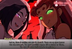 2girls ai_generated apocalypse bad_end bridal_gauntlets bridal_veil bride conjugal_slavery corrupted corruption cuckold dark_areola dark_areolae enemy_conversion evil_smile glands_of_montgomery green_eyes huge_belly huge_breasts lactation licking_lips looking_at_viewer lordem mocking naked netorare pale_skin pregnant purple_hair rachel_roth raven_(dc) red_hair red_sky starfire stockholm_syndrome teen_titans trigon