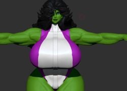 she-hulk endlessillusion elevenendless marvel marvel_comics 1girls green_body green_skin bigger_female black_hair voluptuous big_ass huge_ass big_breasts huge_breasts feet archived_source lost_media reupload solo_female standing areolae