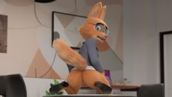 16:9 3d anthro anthro_only anus bottomless business_suit businesswear butt canid canine chair clothed clothing collared_shirt diane_foxington dreamworks dress_shirt eyewear female footwear fox furniture genitals glasses grey_clothing grey_suit hi_res high_heels kneeling looking_at_viewer looking_back looking_back_at_viewer mammal office office_chair office_clothing office_lady on_table partially_clothed raised_tail shirt shoes solo suit table tail the_bad_guys topwear unknown_artist vulva wearing_glasses white_clothing white_dress_shirt white_shirt white_topwear widescreen worried