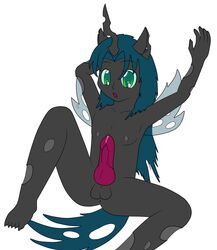 anonjg anus changeling cum friendship_is_magic hair holes horn human humanized knot male my_little_pony nipples open_mouth penis plain_background simple_background solo wings young