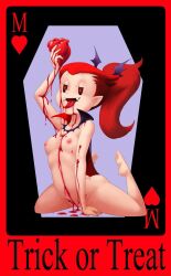 blood breasts cape eye_symbol fangs heart_(organ) mina_and_the_count mina_harper minus8 nipples ponytail red_hair smile solo vagina vampire
