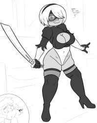 calicobggs breasts boob_window 1girls female tagme embarrassed yorha_2b_(cosplay) nier nier:_automata camila_noceda hunter_(the_owl_house) the_owl_house