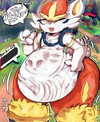 bones_in_stomach cinderace digestion dimbetosnake fatal_vore pokemon pokemon_(species) pokephilia rabbit thick_thighs vore vore_belly